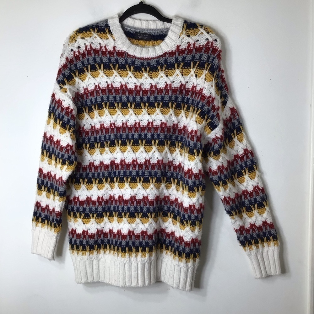 Zara men sweater medium multicolor wool rare unique